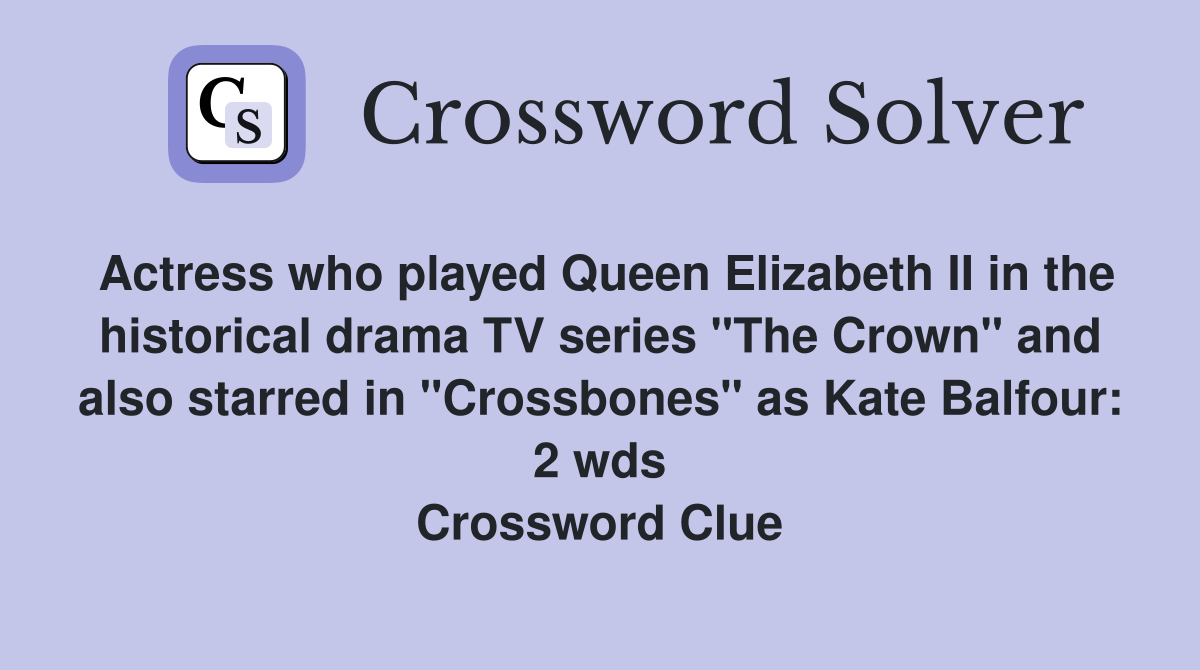 Actress who played Queen Elizabeth II in the historical drama TV series
